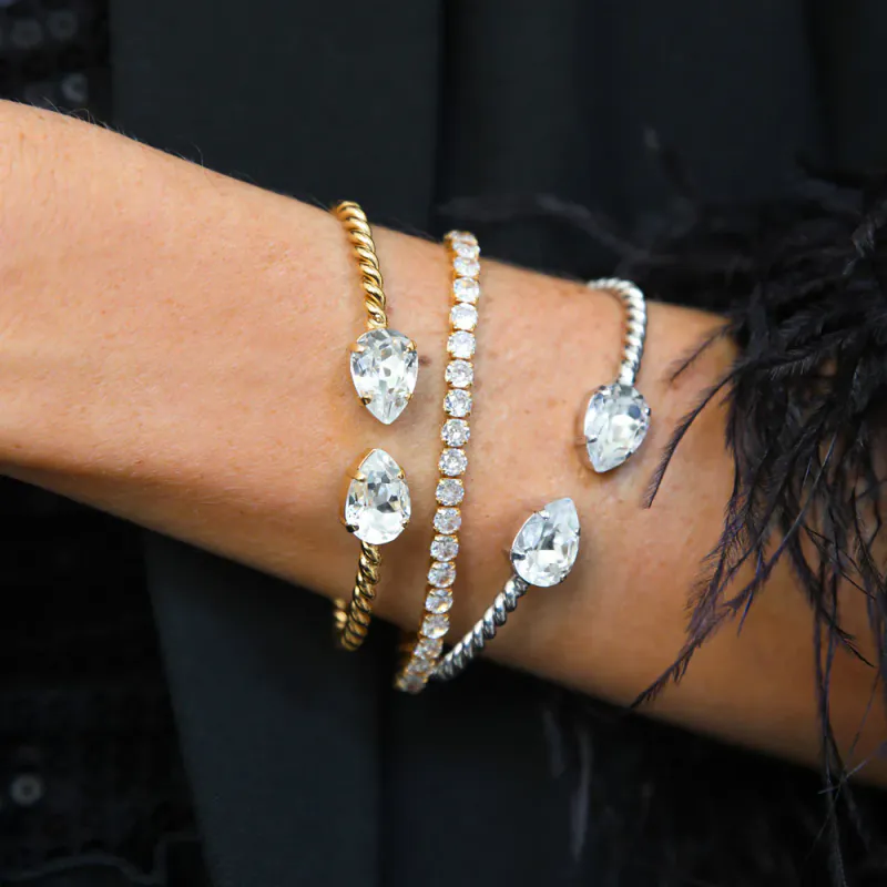 Mini Drop bracelet gold, crystal