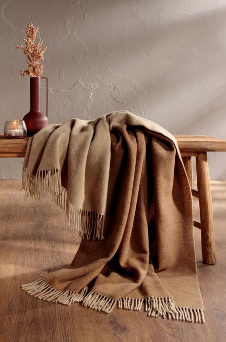 Hovedbilde Camel-beige pledd 130x170