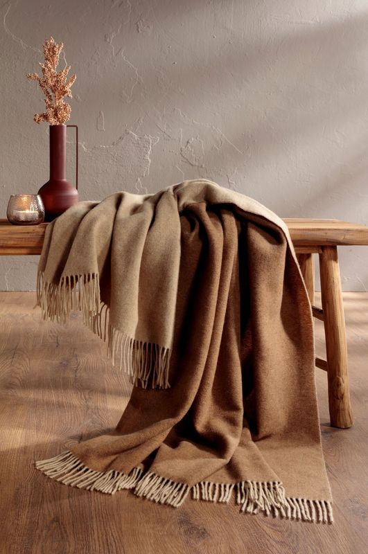 Camel-beige pledd 130x170