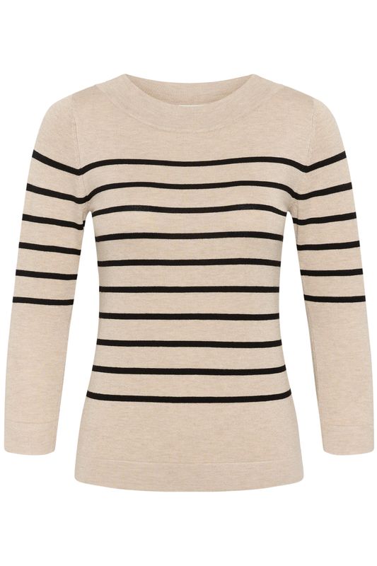 KAlizza boatneck pullover, feather grey melange/black/multi color