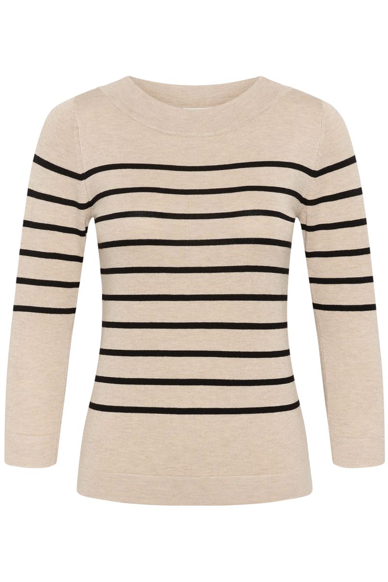 KAlizza boatneck pullover, feather grey melange/black/multi color