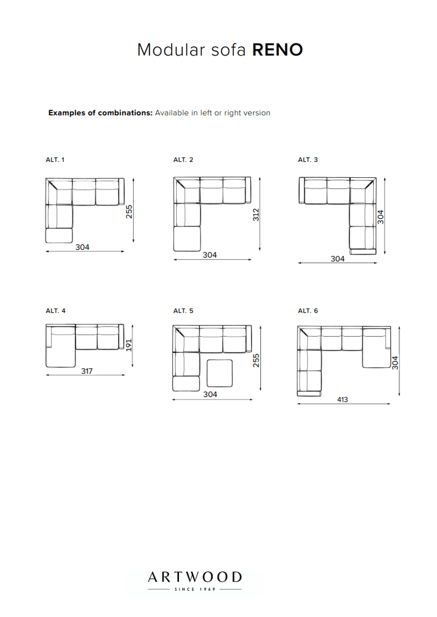 Reno modulsofa, prisgruppe 1