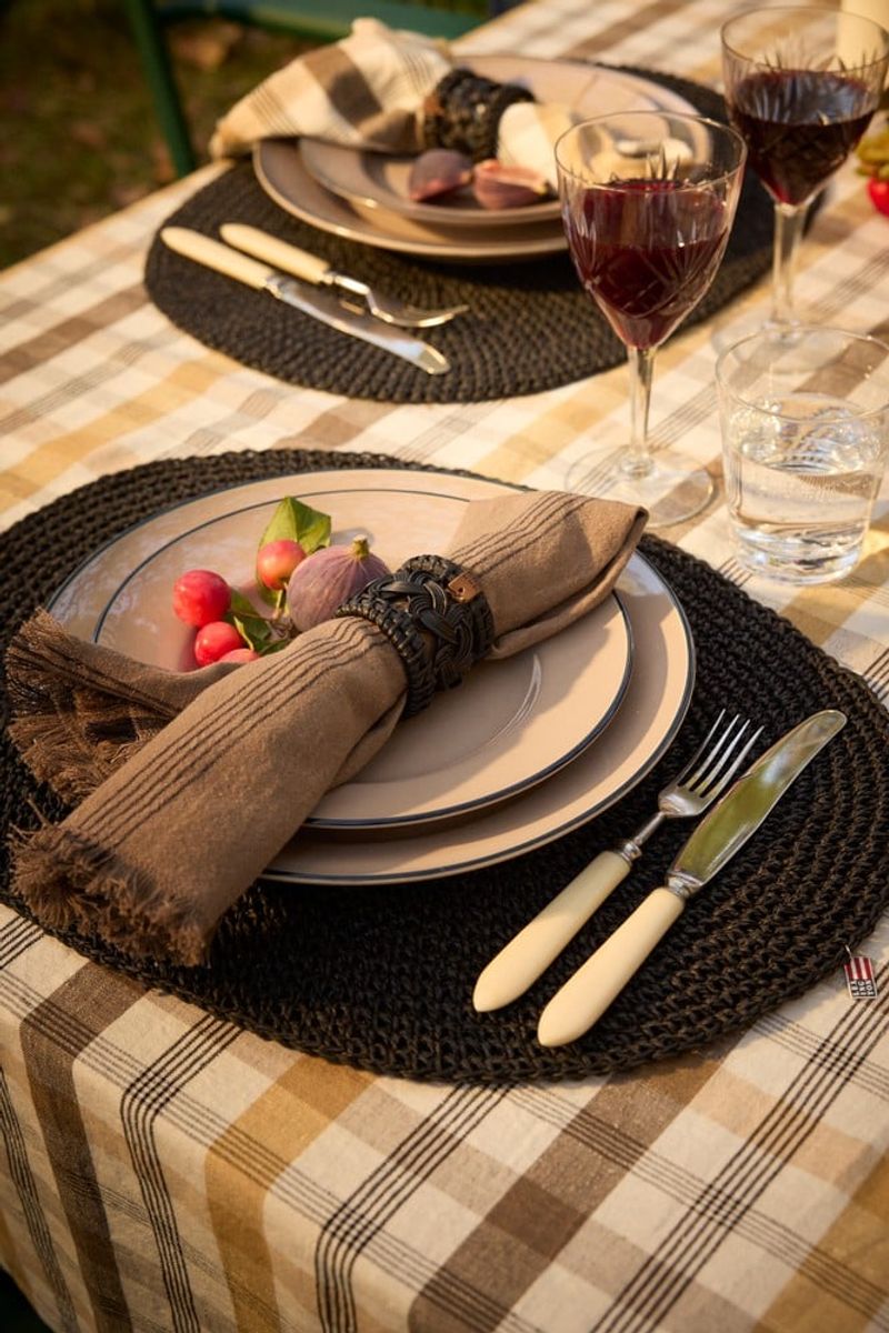 Black rattan napkin ring