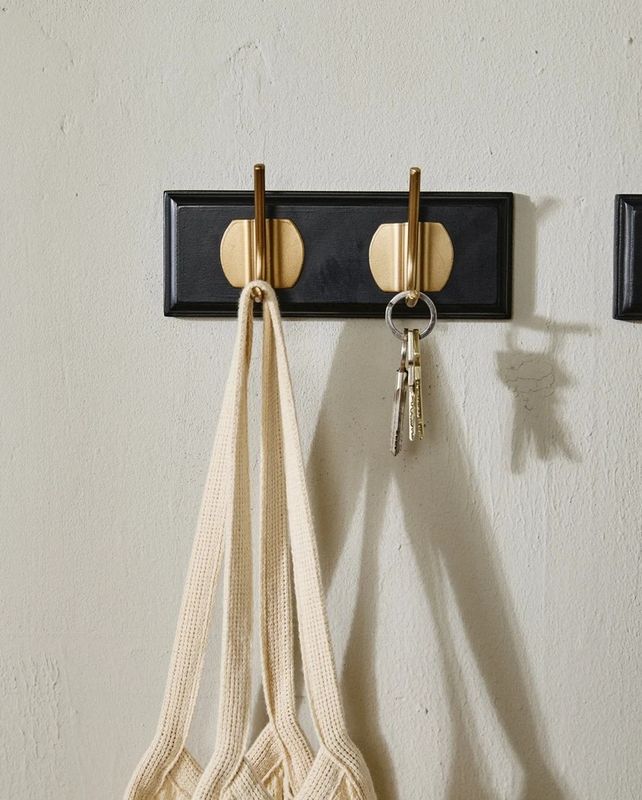 EDGY coat rack, 2 hooks - black/messing