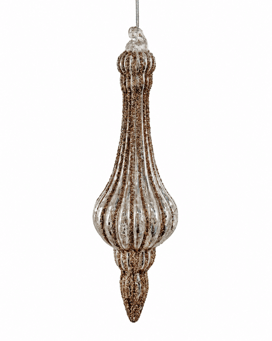 Hovedbilde Dråpeformet ornament med glitter, antikk sølv ...