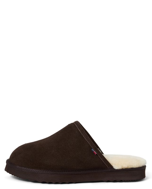 Men's suede slippers, dark brown