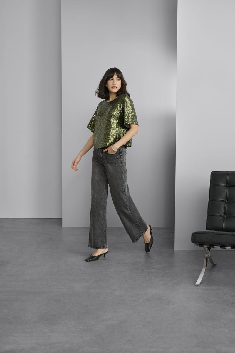 KAmiranda sequin blouse, ivy green