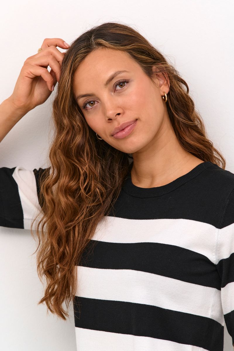 KAlizza striped knit, black/chalk bold stripe