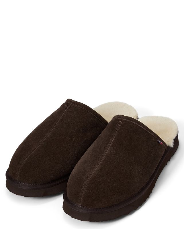 Men's suede slippers, dark brown