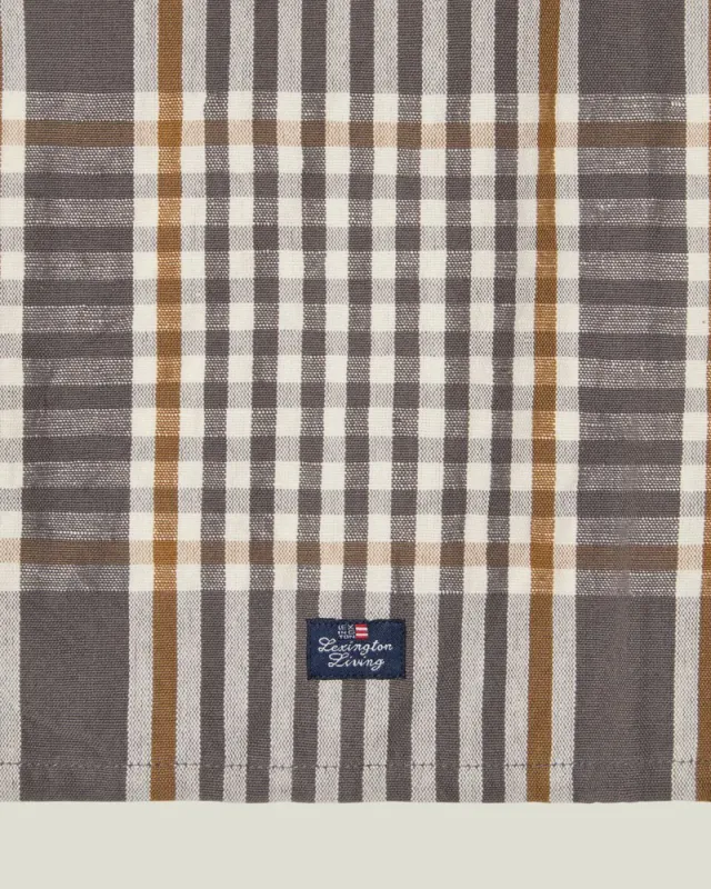Checked kitchen towel, gray/white/fudge