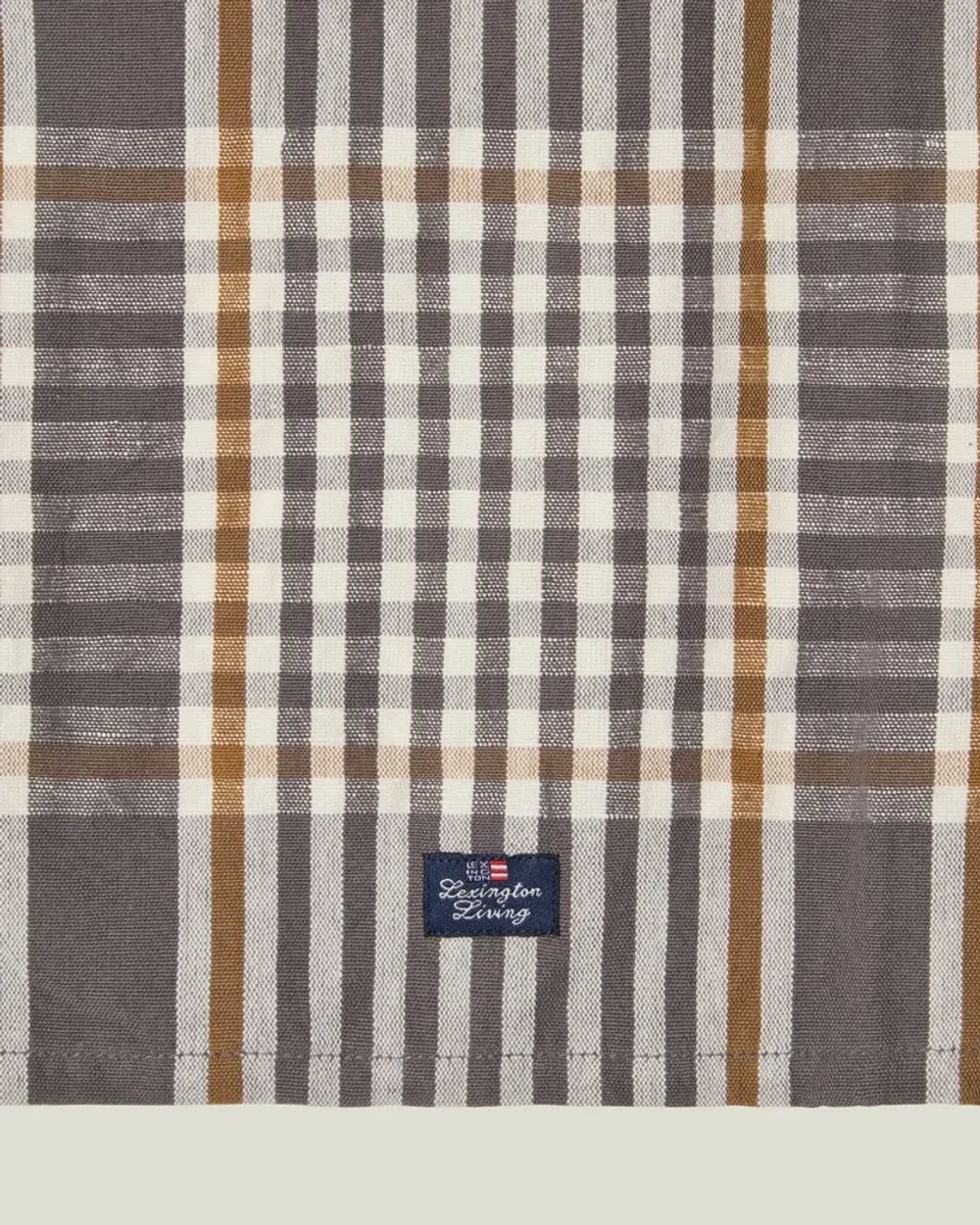 Checked kitchen towel, gray/white/fudge
